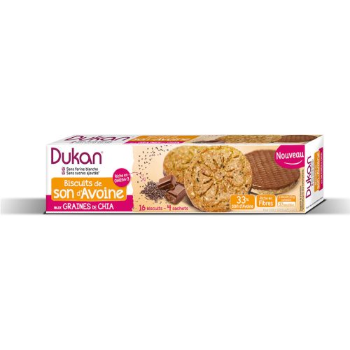 Dukan - Μπισκότα Βρώμης με Επικάλυψη Σοκολάτας & Σπόρους Chia 160gr